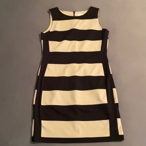 Calvin Klein Tan and Black Sleeveless Striped Dress size 12
